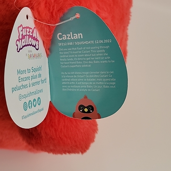 Jazwares Original Squishmallows 14" Fuzz-A-Mallows Cazlan the Cardinal SFZ12 #48 - Picture 8 of 8